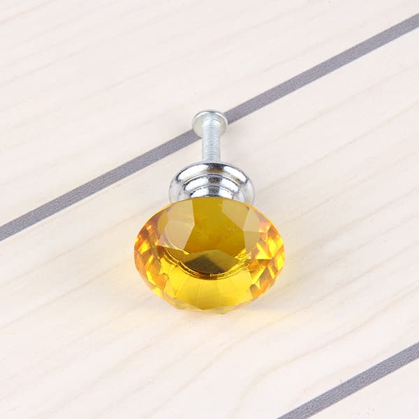 10 stk. gule krystalglas diamantformede skabsgreb krystal