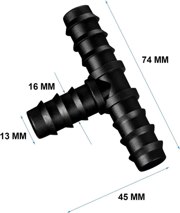 Rørkoblinger for 16 mm vanningsystem (T-stykke)