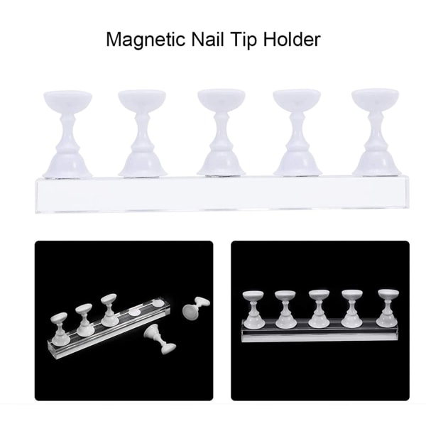 2 Pak Acrylic Fingernegle DIY Neglekunst Display Stativ Træningsfin