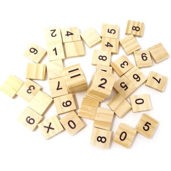 100 kpl Puupalikoita Scrabble-Peliin Numerot ja Symbolit Käsitöihin