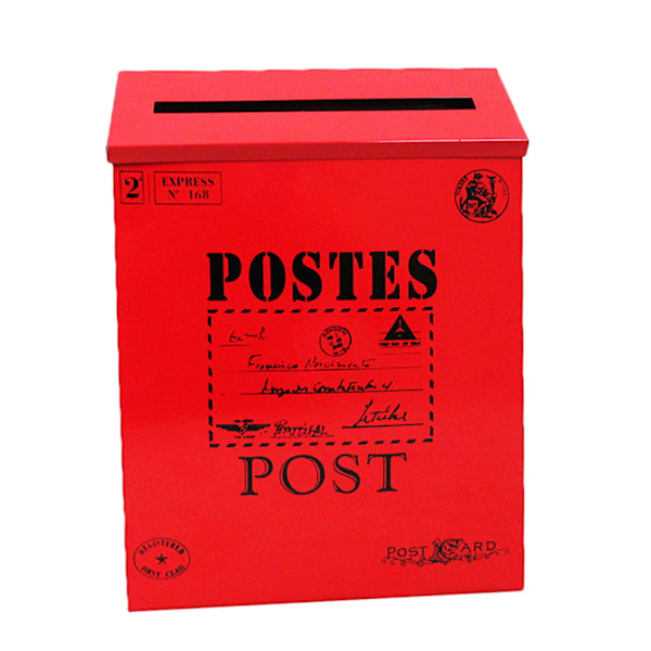 （Röd）Vintage Väggmonterad Järnbrevlåda Brev Postbrev Tidningar