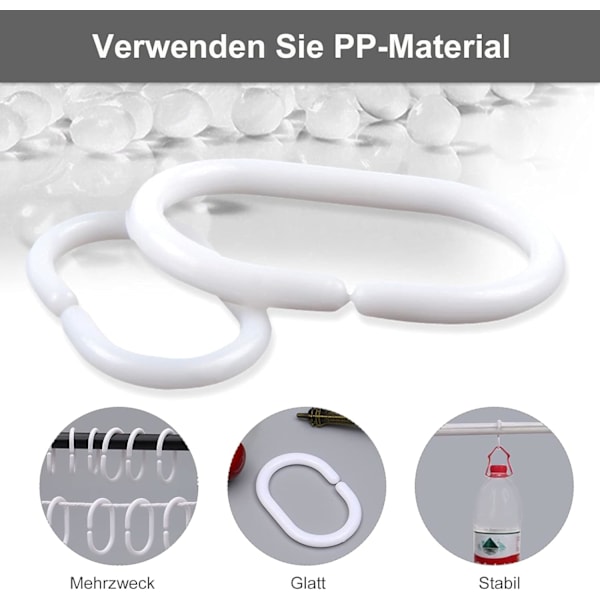 Duschdraperiringar klara, 36-pack, transparenta, 4,6 x 2,9 cm