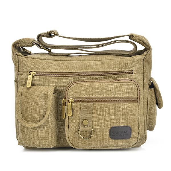 Retro En axel Crossbody Väska Herrar Crossbody Canvas Väska Tr