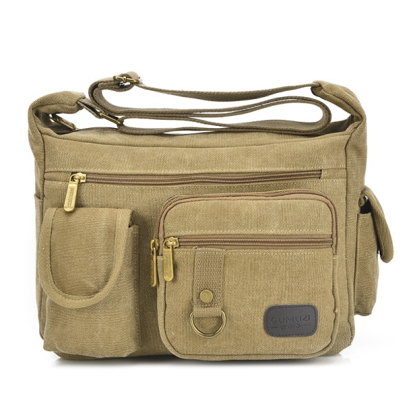 Retro En-Skulder Crossbody Bag Menn's Crossbody Canvas Bag Tr