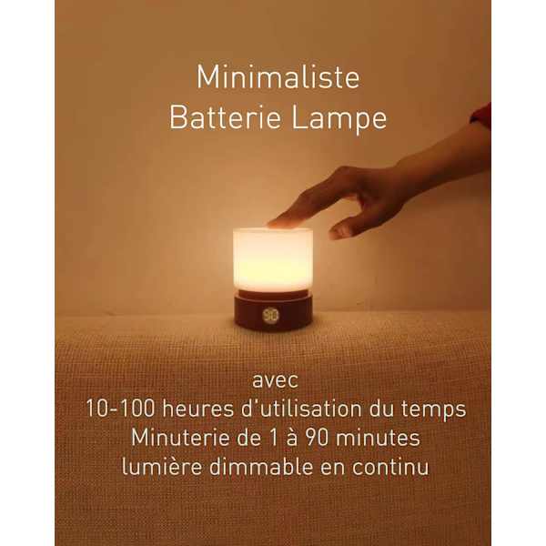 Natlampe med Timer, Lille Bordlampe til Sengen, LED Natlampe