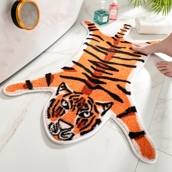 Tigerformet husholdningsdørmatte Vannabsorberende anti-s på badet