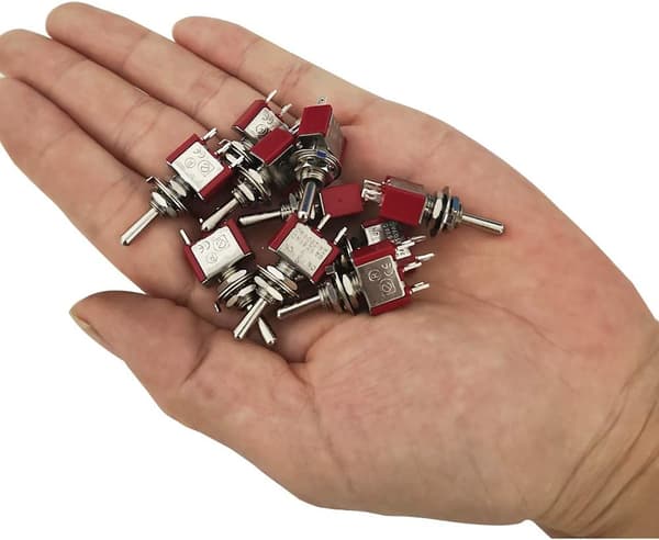 10 stk. Mini Toggle Switch, AC 125V 6A / 250V 2A 3-polet SPDT ON-OFF-