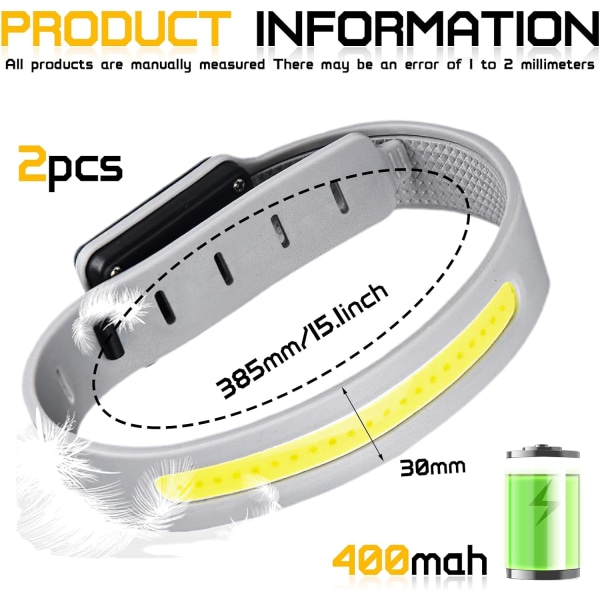 2-pak Ladbar LED-armbånd, 3 lysmoduser, for Jogging DXGHC