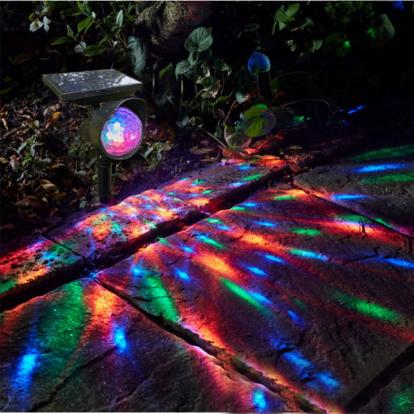 LED Solcellelys LED Projeksjonslys Fargerike Roterende So