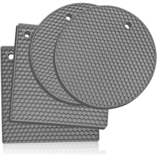 Set med 4 runda och fyrkantiga silikonunderlägg, silikonunderlägg M DXGHC