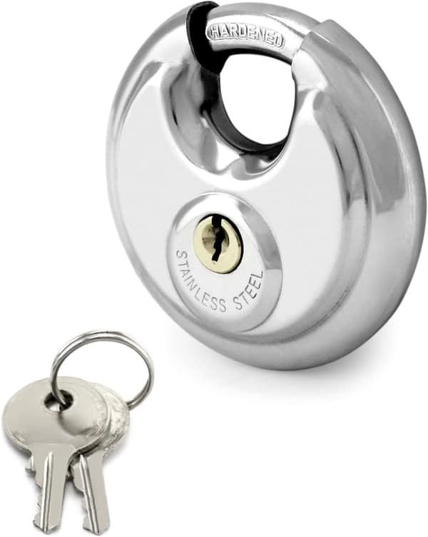 Sett med 2 Hengelåser med Rustfritt Stål Shackle Disc Lås 2 Nøkler