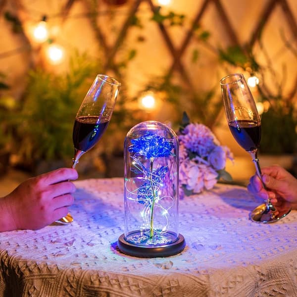 Led Enchanted Galaxy Rose Evig 24k Guldfolie Blomst Med Fe