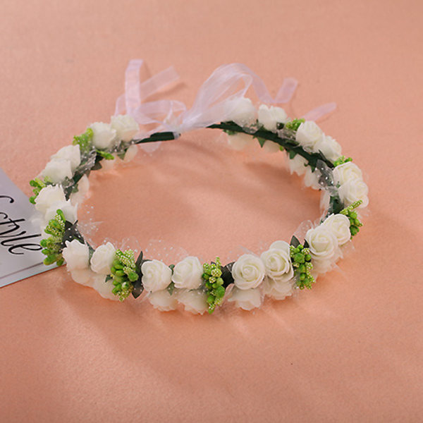 Boho Hårblomstkrans Kunstig Blomsterkrans Brudkrans for Kvinner