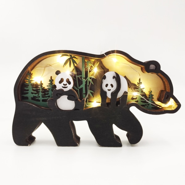 Hule træhåndværk, kreativ dyre hjemmelavet lampe panda dekoration
