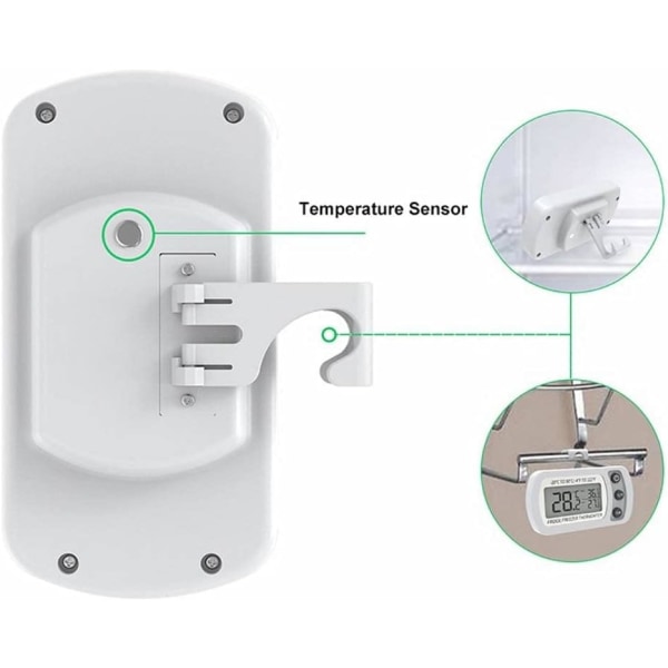 （Hvit）Digital Kjøleskapstermometer, Vanntett Frysertermometer