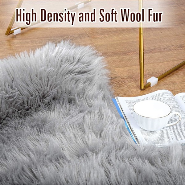 Falsk saueskinnteppe 60x90cm Imitasjon Fleece Teppe Fluffy Myk Lo