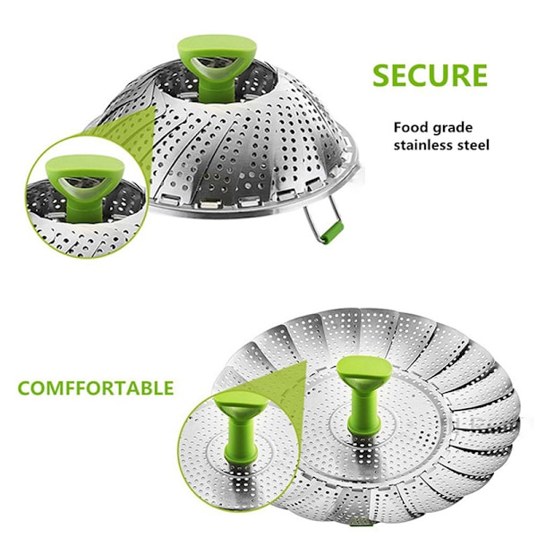 9 tommer rustfrit stål dampkurv med foldbart håndtag grøntsagsdamper