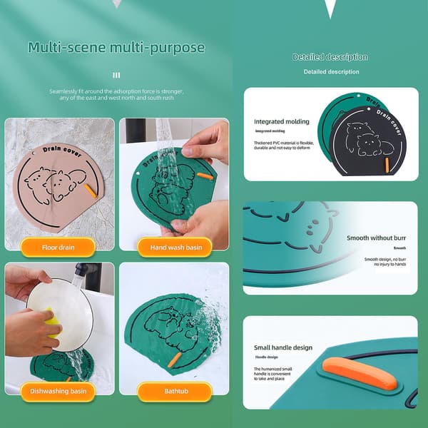 （Khaki 3-pack）Kartongdesign Silikon Golvbrunnstäckning Tätning