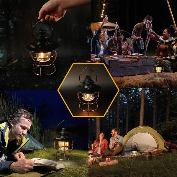 Genopladelig LED Campinglampe med Justerbar Tre-Farvet Lys -