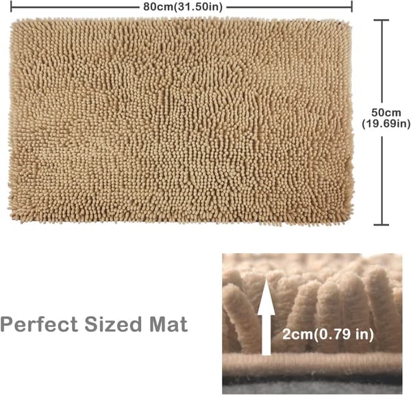 Antislip Bademåtte 50 x 80cm, Maskinvaskbar Gulvmåtte med Blød