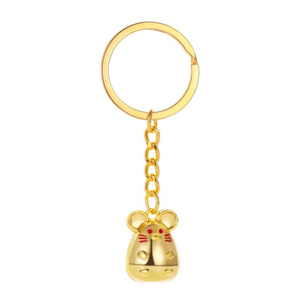 Fat Cute Mouse Keychain (guld) - Metal Lucky Berlock idealisk som en gif