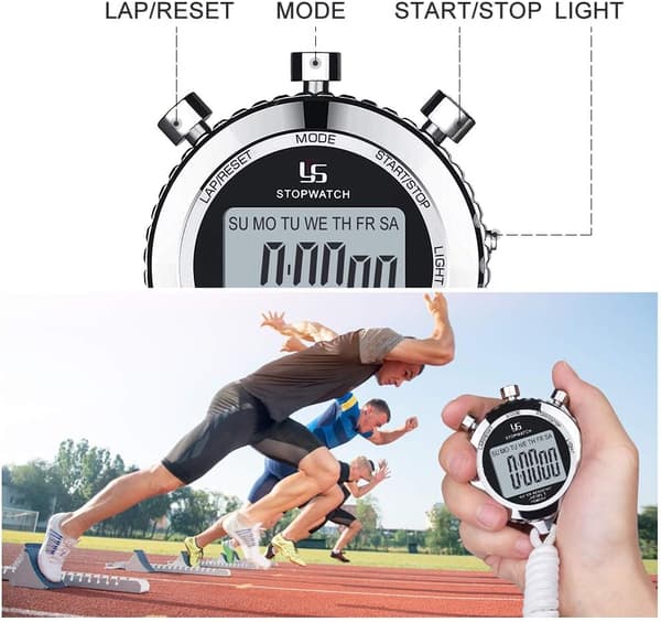 Stoppur, 2 Minnen 1/100 Sekunders Noggrannhet IPX4 Vattentät Timer w