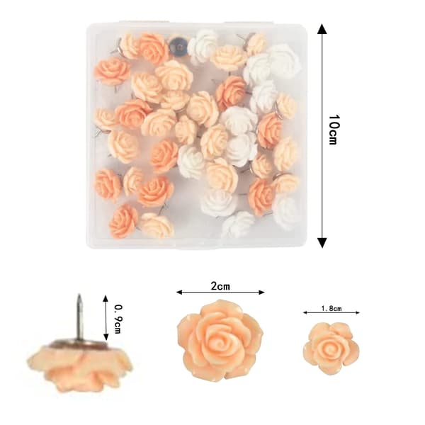 40 stk. Rose Push Pins Plastik Blomst Push Pins Dekorative Push