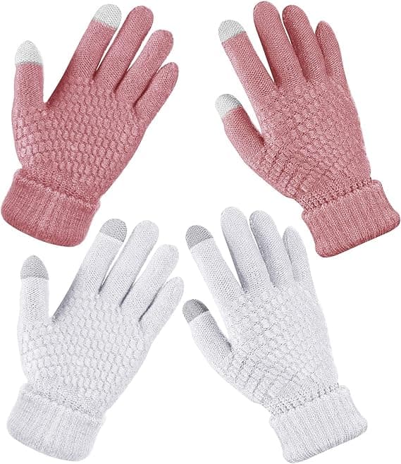 2 Par Dam Vinter Touchscreen Vantar Varma Fleecefodrade Stickade