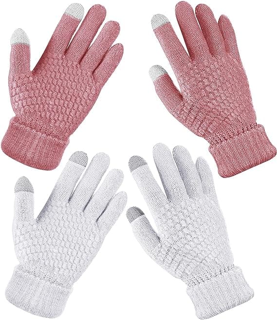 2 Par Dame Vinter Touchscreen Handsker Varme Fleeceforet Strik