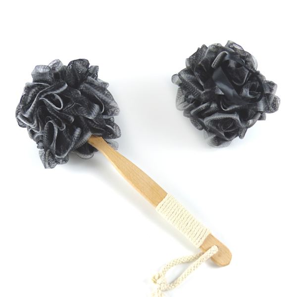 4 st Bambukolfiber Badboll Trähandtag Badblomma Nej