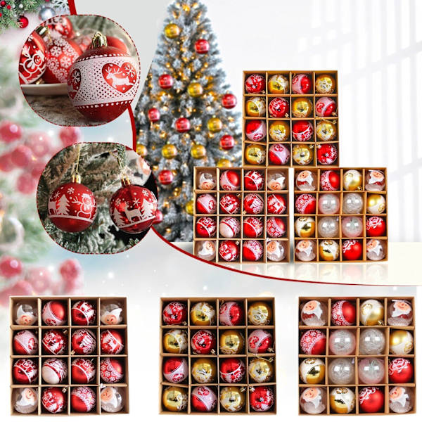 16 st/ask Julglitterklot Dekorationer Julgranboll Han DXGHC