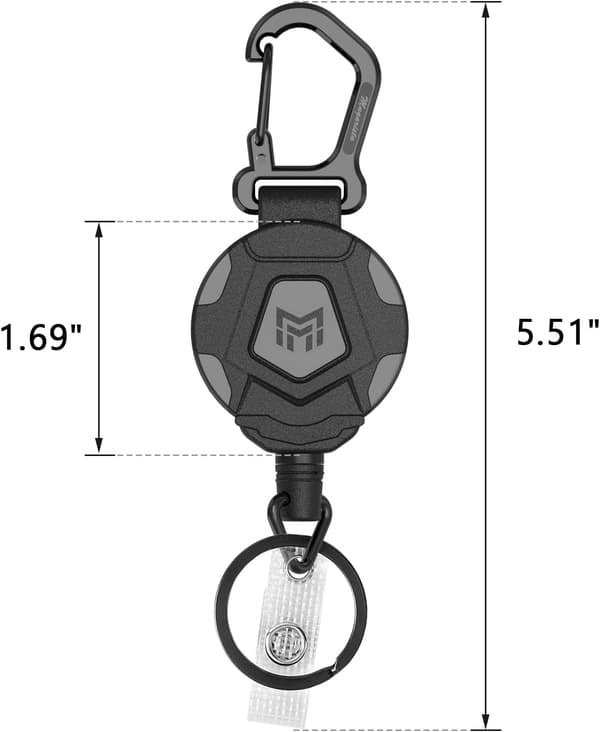 2-pack Retrakbart Nyckelband, Robust Karabinkrok Badgehållare, T