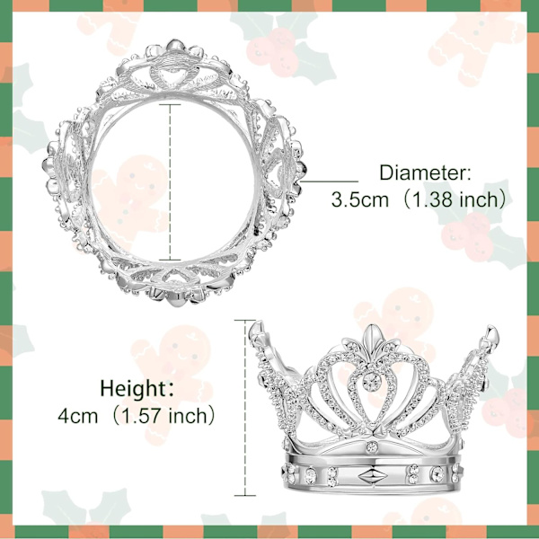 Silver Servettringar Set om 6 - Krona Rhinestone Julservett