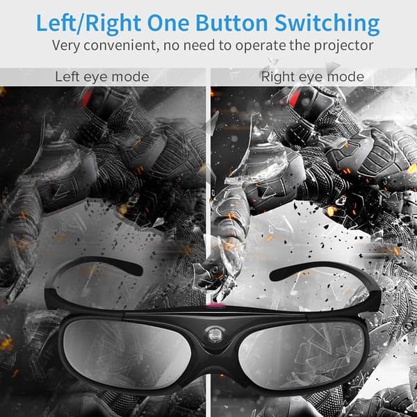 1 par LCD-lins Bluetooth 3D-glasögon, Uppladdningsbar Aktiv Shutter