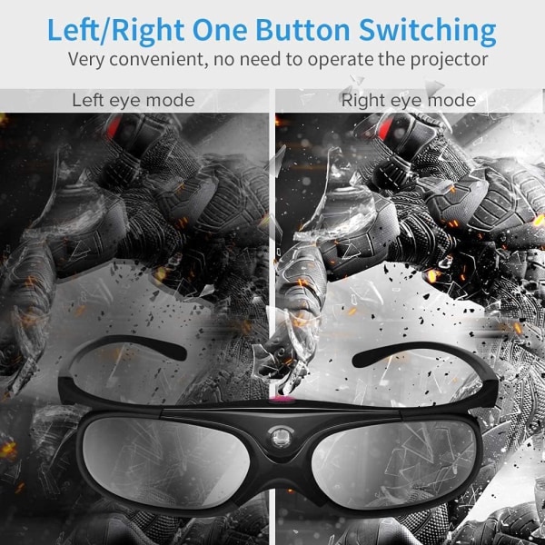 1 stk LCD-linse Bluetooth 3D-briller, Oppladbare Aktiv Lukker