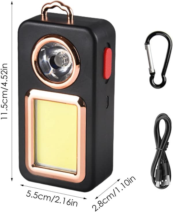 Nøglering Campinglys - Mini Genopladeligt COB Arbejdslys, Mini L