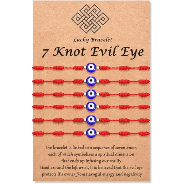 (Ver.3) （6 stk armbånd）Evil Eye 7 Knot Lucky Armbånd Justerbar