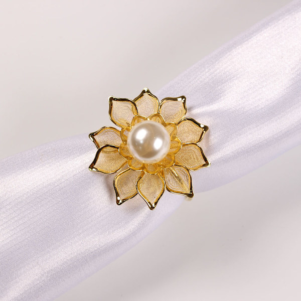 Serviettringar, pärl-legering ihålig blomma serviettringar set om 12 DXGHC