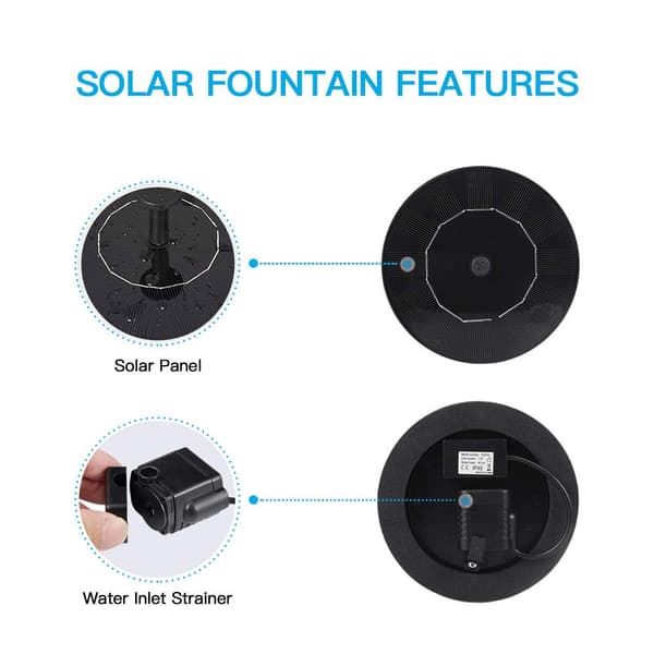 Solcellsdriven Fontänpump för Fågelbad, Mini Flytande Solcellsfontän