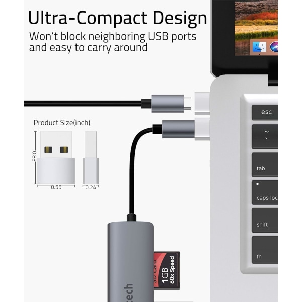 USB A til USB C Adapter Sølv