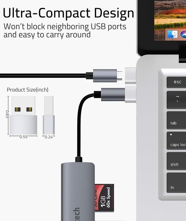 USB A - USB C -sovitin, hopea