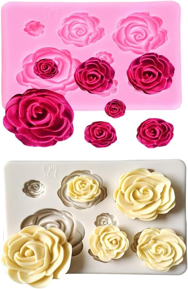 2 stk. Rose Blomster Silikonforme Kage Chokoladeform Bryllupskage