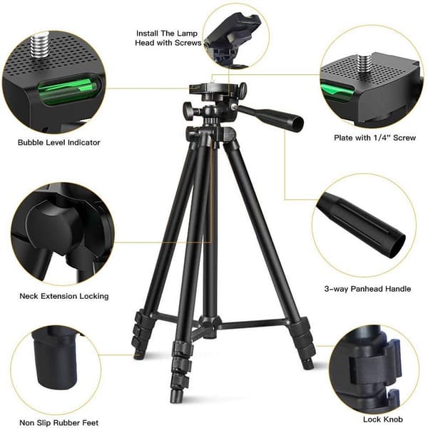 10'' Ringlys med hvid 50'' Udtrækkeligt Tripod Stativ, LED Circ