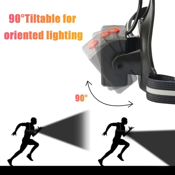 LED-hodelykt med oppladbart batteri, USB-oppladbart hodelykt 500 lux 4 Mo