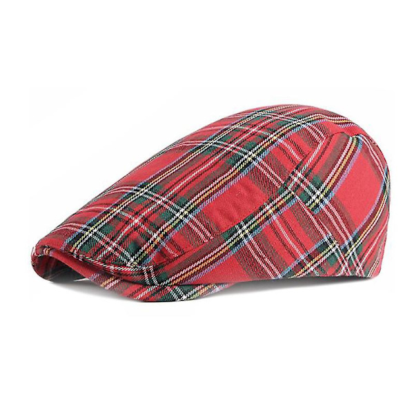 Colleage Style Kvinders Plaid Flad Kasket Mænds Ivy Cabbie Kasket Unisex C
