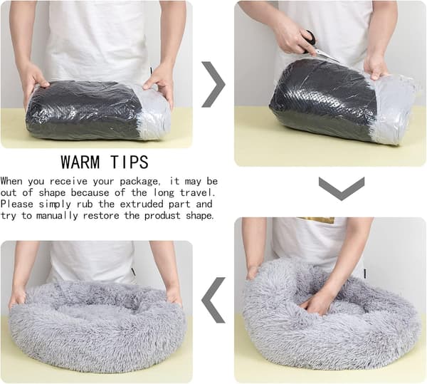 Kissankohtaus Donut-pehmuste, 40 cm Harmaa Flurry Lämmittävä Pyöreä Plussipehmuste
