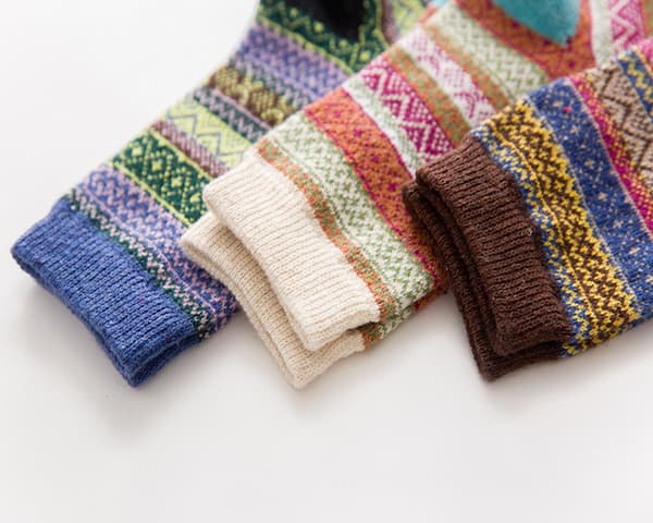 5 Par Ullstrumpor Dam Stickade Varma Casual Ull Crew Vinter Kvinnor