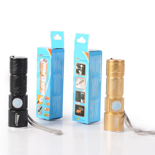 2 stk multifunksjonell LED mini USB-oppladbar lommelykt utendørs l