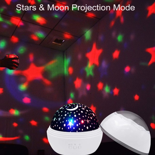 Star Projector Night Light för barn Baby 360 grader