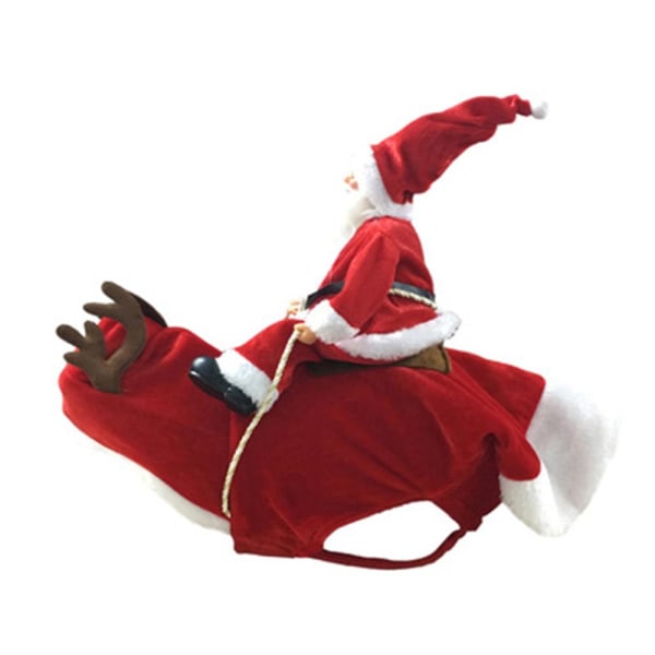 Jultomtedräkt för Hundar, Julkläder för Husdjur, Tomte Ridande Husdjur